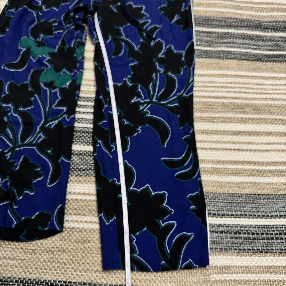 Parker‎ Pants Women's 10 Blue Floral Track Elastic Waist Drawstring Tapered